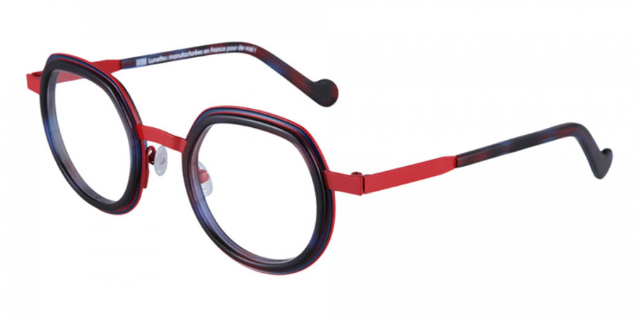 NAONED™ KERBEL 75ERB 46 - Matte Bright Blue Cercles Grooves and Blue and Red Tortoiseshell Inserts/Red Paris
