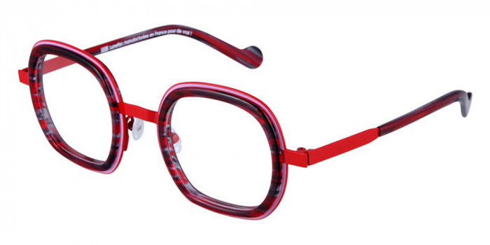 NAONED™ POLEN 75RR 46 - Dark Candy Pink Cercles Grooves and Red Tortoishell Inserts/Paris Red