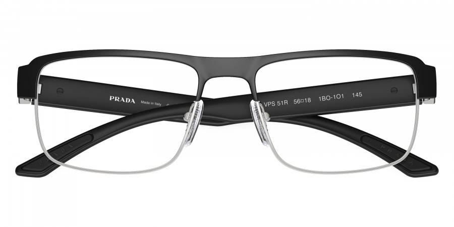 Color: Matte Black/Silver/Matte Black (1BO1O1) - Prada Linea Rossa PS51RV1BO1O156