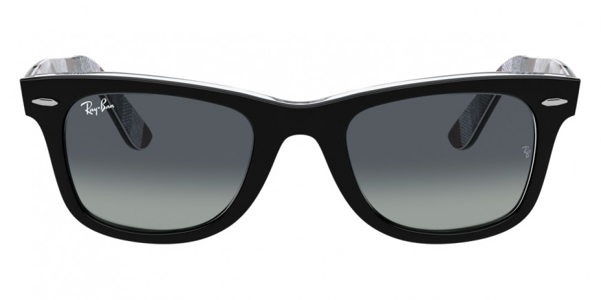 Ray-Ban™ Wayfarer RB2140 13183A 54 - Black On Chevron Gray/Burgundy