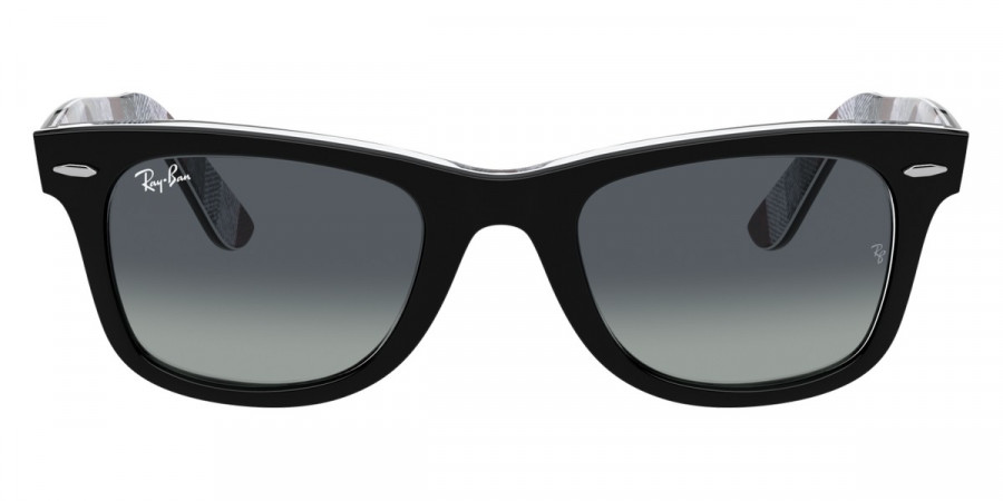 Ray-Ban™ Wayfarer RB2140 13183A 50 - Black On Chevron Gray/Burgundy