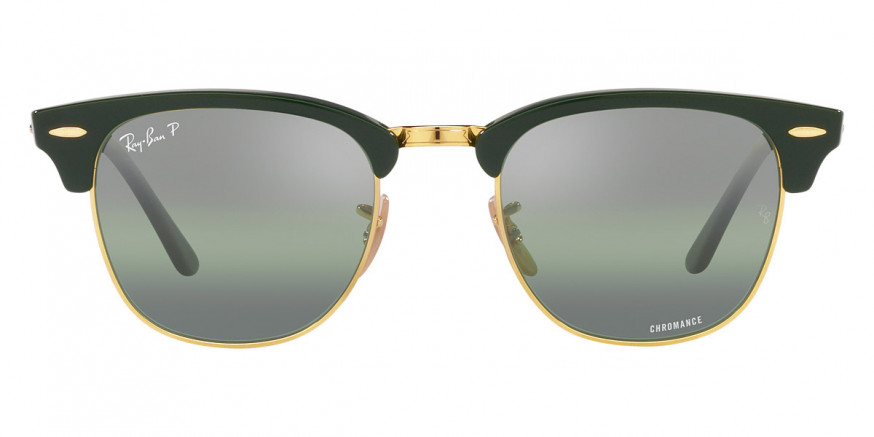 Ray Ban Clubmaster RB3016 1368G4 55 Green on Gold Sunglasses