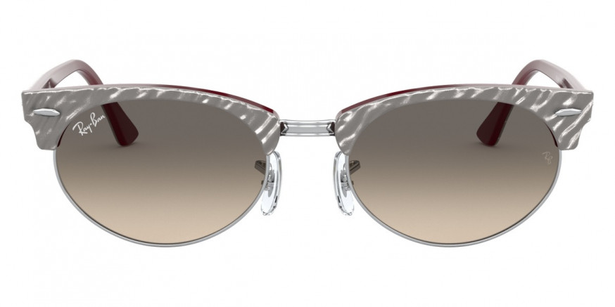 Ray-Ban™ Clubmaster Oval RB3946 130732 52 - Wrinkled Gray On Bordeaux
