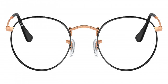 Ray-Ban™ Round Metal RX3447V 3173 53 - Black on Rose Gold