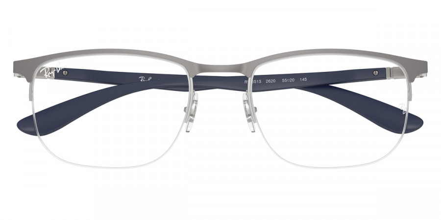 Color: Matte Gunmetal on Silver/Matte Dark Blue (2620) - Ray-Ban RX6513262053