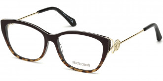 Roberto Cavalli™ RC5051 Focagnano 005 51 - Shiny Gradient Black to Leopard Print/Shiny Pale Gold