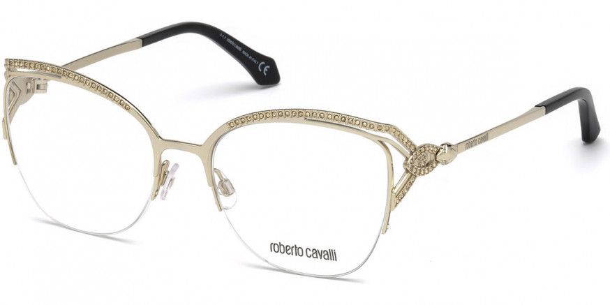 Color: Shiny Pale Gold/Crystal Decor/Shiny Black (032) - Roberto Cavalli RC5054Forte03253