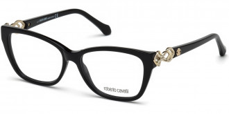 Roberto Cavalli™ RC5060 Licciana 001 54 - Shiny Black/Shiny Pale Gold and Crystal Decor