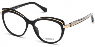 Color: Shiny Black/Shiny Pink Gold/Shiny Transparent Gray (001) - Roberto Cavalli RC5077Mulazzo00153