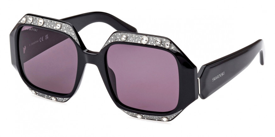Swarovski™ SK0382 01A 53 Shiny Black Sunglasses