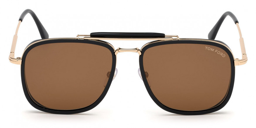 Tom Ford™ FT0665 Huck 01E 58 - Shiny Black Acetate/Shiny Rose Gold