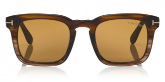 Tom Ford™ FT0751 Dax 55E 50 - Dark Brown Fade to Light Striped Brown