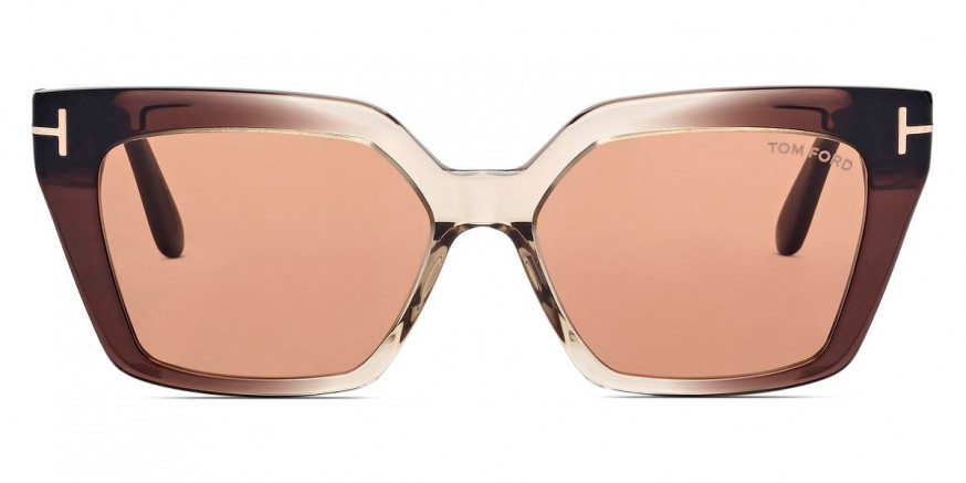 Tom Ford™ FT1030 Winona 47J 53 - Shiny Transparent Light Brown and Beige/T Logo