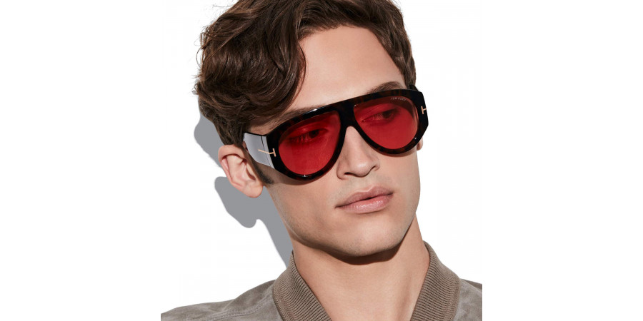 Color: Shiny Dark Havana/T Logo (52S) - Tom Ford FT1044Bronson52S60