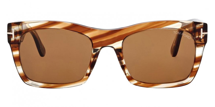 Tom Ford™ FT1062 Nico-02 56E 56 - Striped Brown with Transparent Amber/T Logo