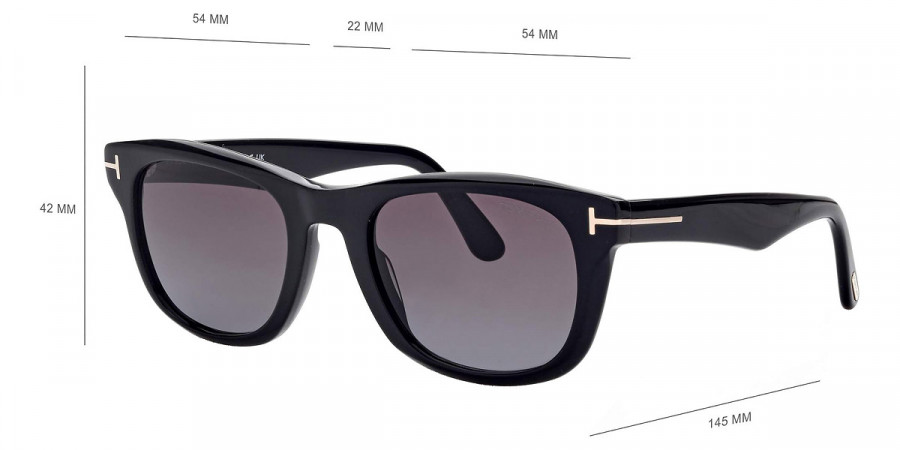 Color: Shiny Black/Eco/T Logo (01B) - Tom Ford FT1076Kendel01B54