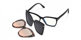 Tom Ford™ FT5641-B 001 53 - Black & Black & Smoke/Pink Havana