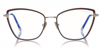 Tom Ford™ FT5740-B 048 54 - Brown Enamel/Rose Gold/Blonde Havana/T Logo