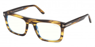 Tom Ford™ FT5757-B 055 52 - Shiny Brown with Amber Stripes/T Logo