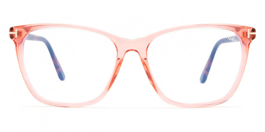 Tom Ford™ FT5762-B 074 55 - Shiny Transparent Coral/Pink Grapefruit Havana/T Logo