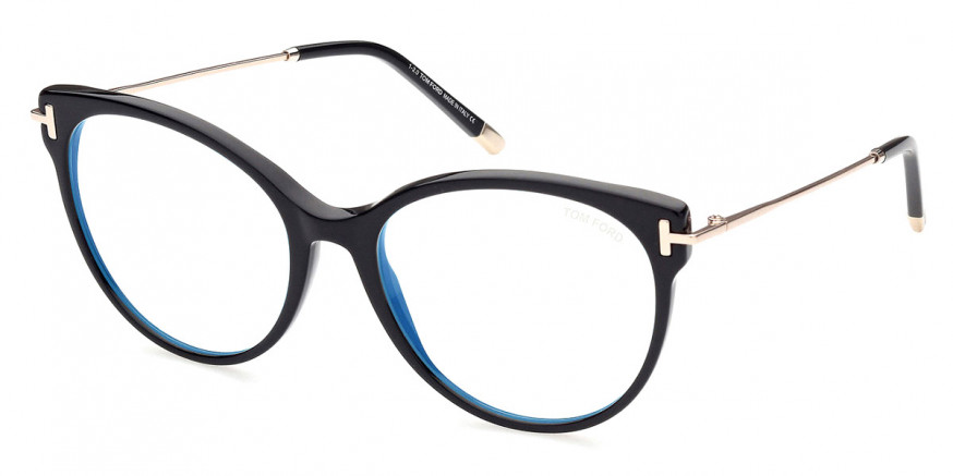 Tom Ford™ FT5770-B 001 54 Shiny Black/Shiny Rose Gold/T Logo Eyeglasses