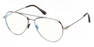 Color: Shiny Dark Gunmetal/Shiny Dark Havana/T Logo (008) - Tom Ford FT5800-B00856