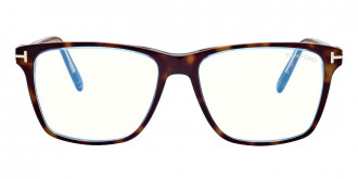 Color: Shiny Bilayer Transparent Blue and Classic Havana/T Logo (055) - Tom Ford FT5817-B05556