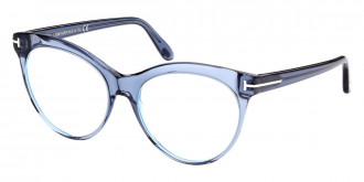 Color: Shiny Transparent Blue/T Logo (090) - Tom Ford FT5827-B09055