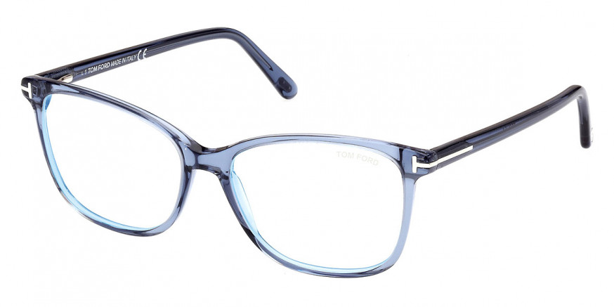 Tom Ford™ FT5842-B 090 54 Shiny Blue/T Logo Eyeglasses