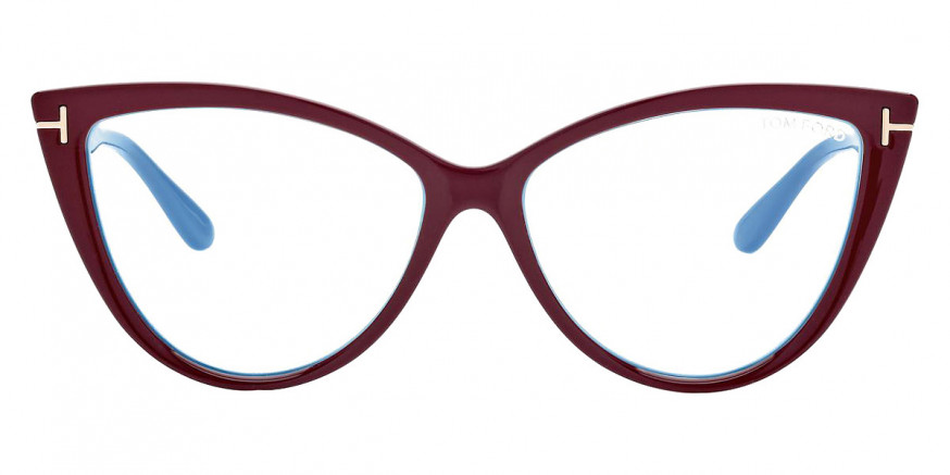 Tom Ford™ FT5843-B 074 56 Shiny Bordeaux/T Logo Eyeglasses