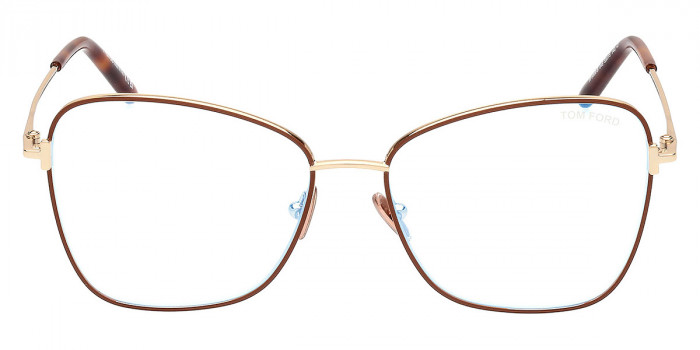 Tom Ford™ FT5906-B 046 55 - Shiny Pale Gold/Matte Brown Enamel/T Logo