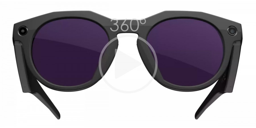 META HSTN OW8002 800202 in Polished Black frame with Clear to Amethyst Transitions AR lenses