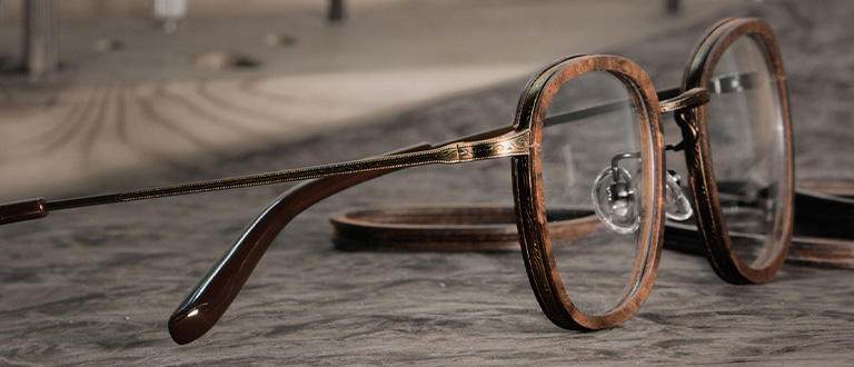Gold Wood Eyeglasses Rx Prescription Frames EyeOns