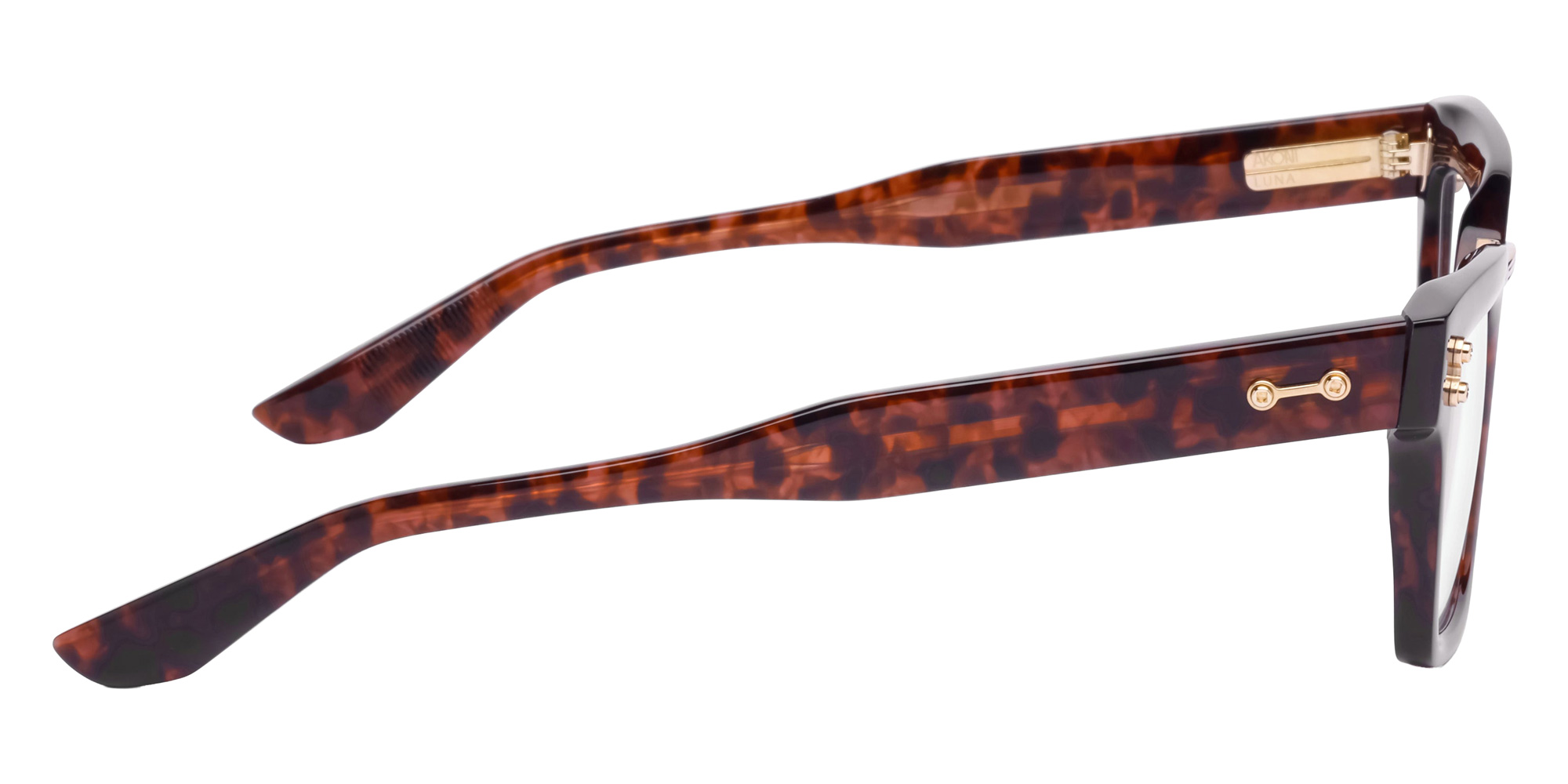 Color: Dark Havana/12k Brushed Gold (419E) - Akoni AKOLuna419E49