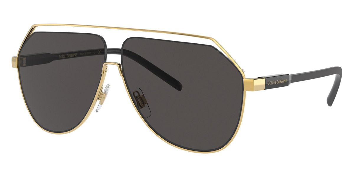 DOLCE & GABBANA DG2266 02/87 Men Gold/ Dark Grey Lens Sunglasses 63mm Authentic