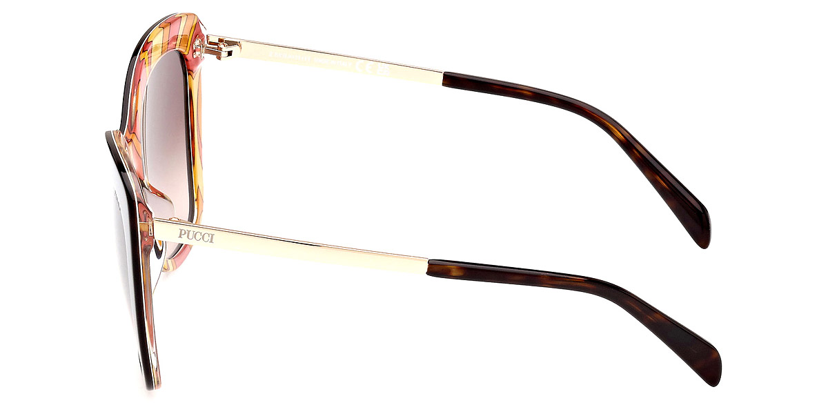 Color: Shiny Bilayer Dark Havana & Pink Pucci Print/Pale Gold (52F) - Emilio Pucci EP019052F58