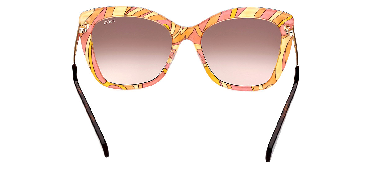 Color: Shiny Bilayer Dark Havana & Pink Pucci Print/Pale Gold (52F) - Emilio Pucci EP019052F58