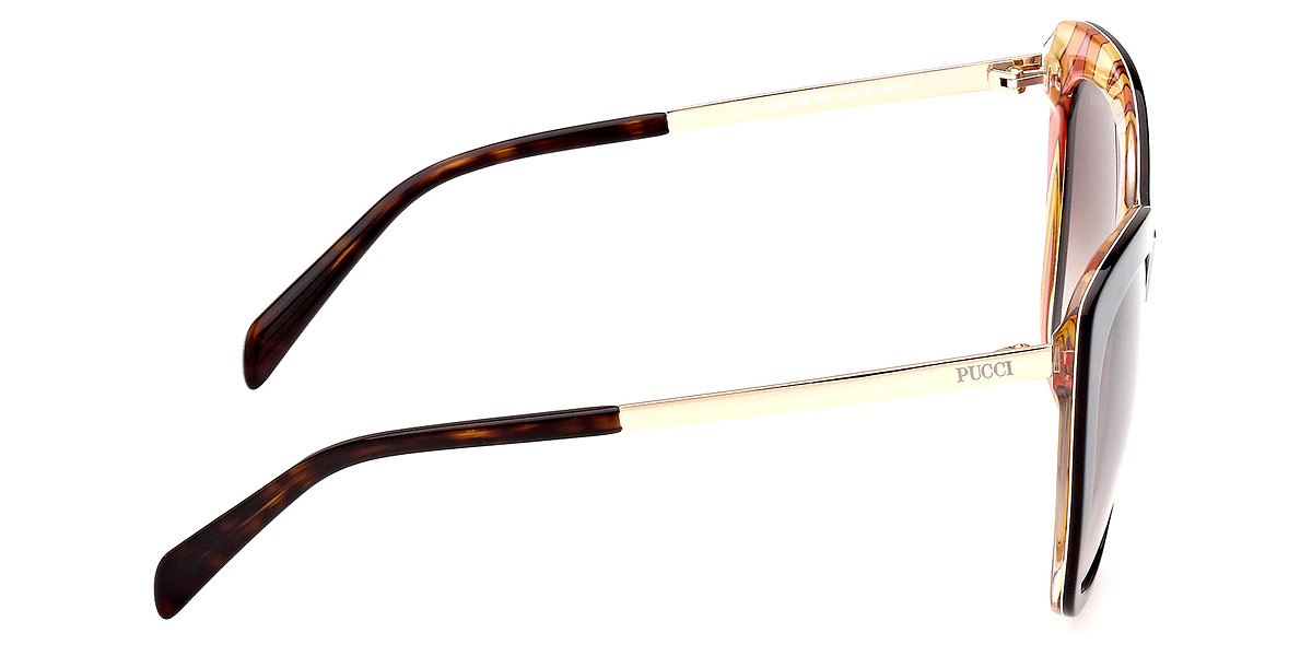 Color: Shiny Bilayer Dark Havana & Pink Pucci Print/Pale Gold (52F) - Emilio Pucci EP019052F58