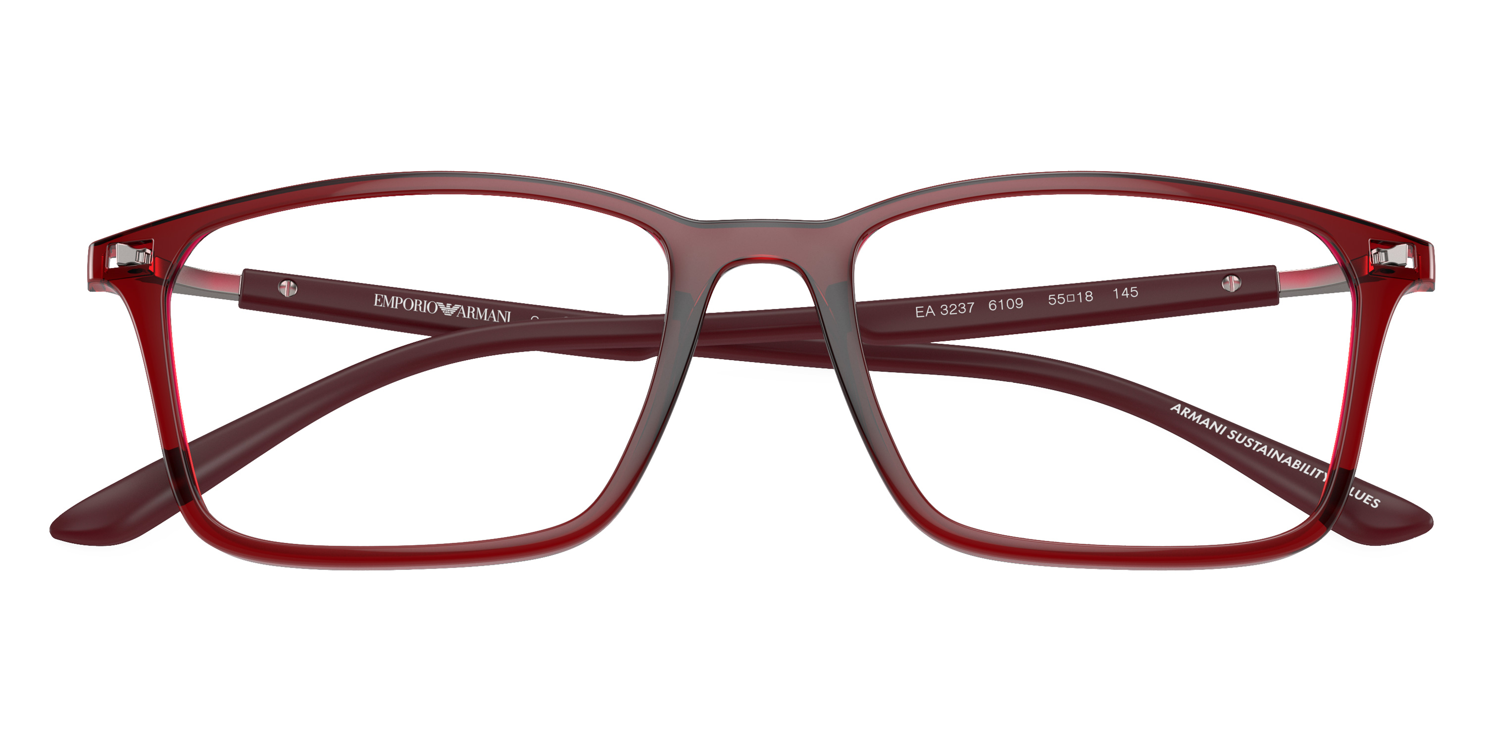 Color: Shiny Transparent Bordeaux/Matte Bordeaux (6109) - Emporio Armani EA3237610955