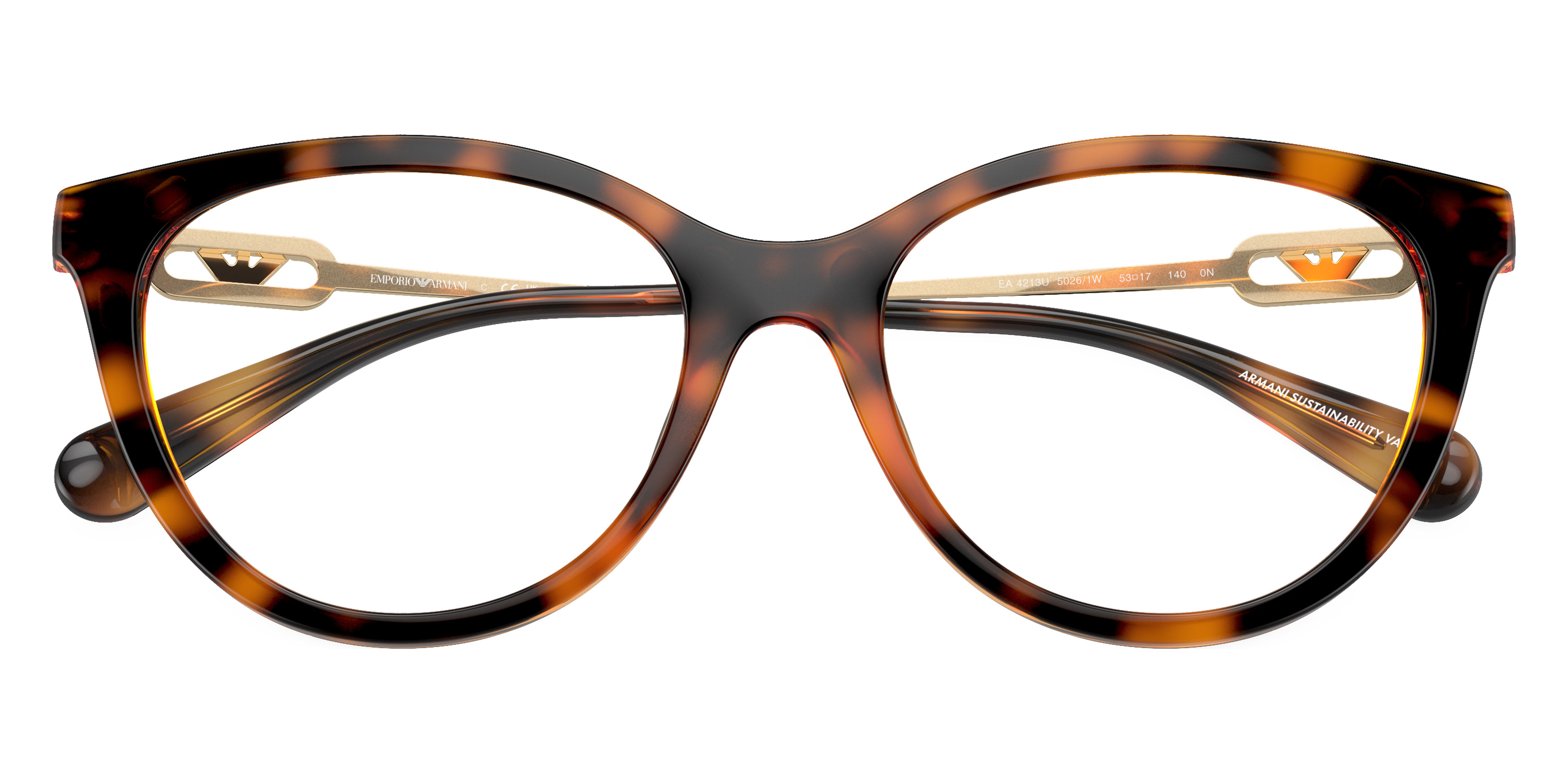 Color: Shiny Havana/Shiny Pale Gold (50261W) - Emporio Armani EA4213U50261W53