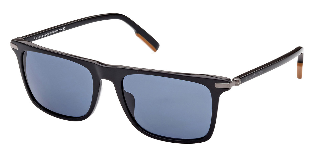 Ermenegildo Zegna™ EZ0204 01V 56 Shiny Black/Vicuna Sunglasses