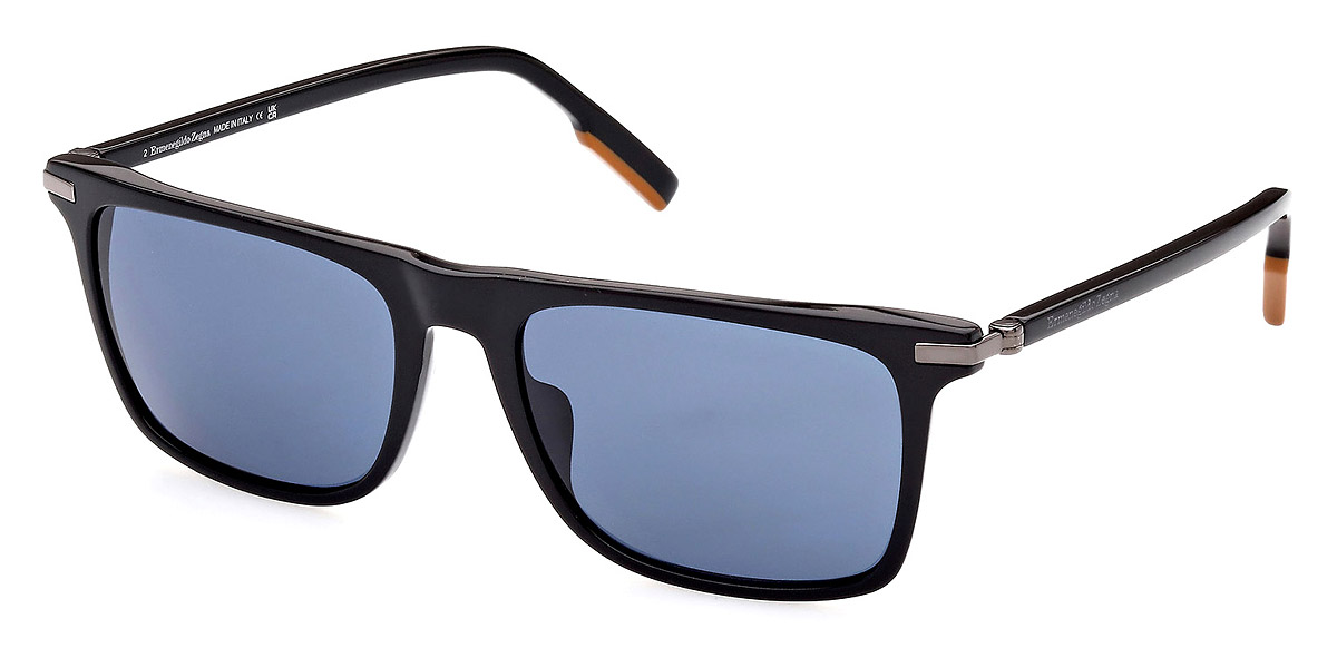 Ermenegildo Zegna™ EZ0204 01V 56 Shiny Black/Vicuna Sunglasses