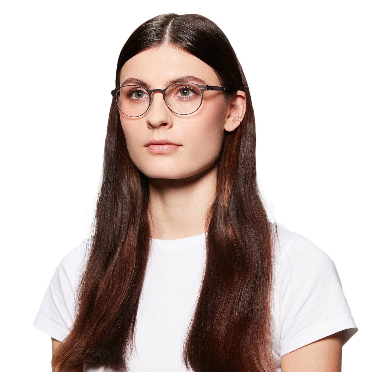 Ic! Berlin 125 Foxweg Teak Eyeglasses On Female Model