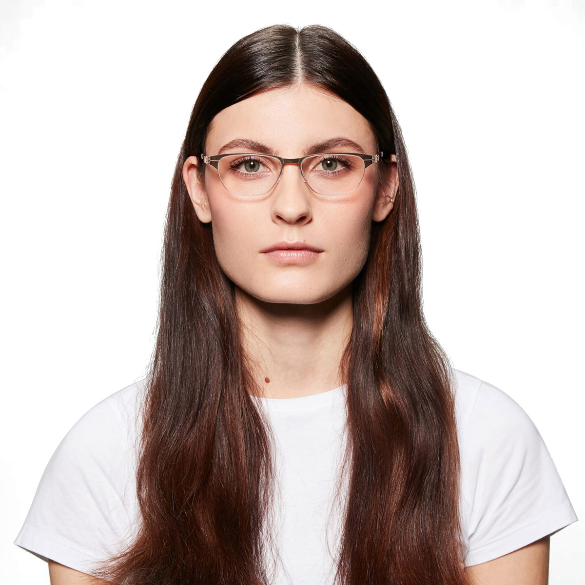 Ic! Berlin Alexandra N. Teak Eyeglasses On Female Model