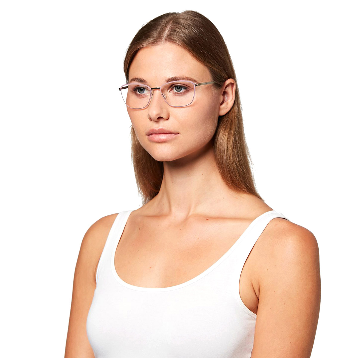 Ic! Berlin Aliza 2.0 Orchid Bronze Circle Eyeglasses On Female Model