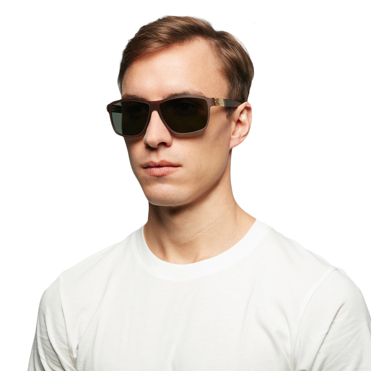 Ic! Berlin Alpha Mahagony-Rough Sunglasses On Male Model