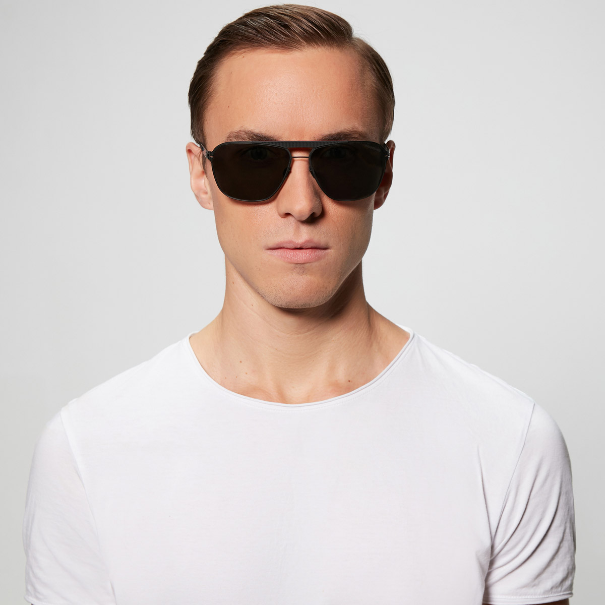 Ic! Berlin AMG 01 Lamelle Raceline-Black Sunglasses On Male Model