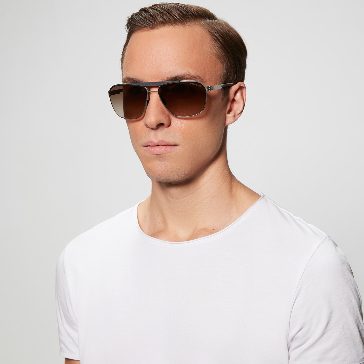 Ic! Berlin AMG 01 Lamelle Raceline-Charcoal Sunglasses On Male Model