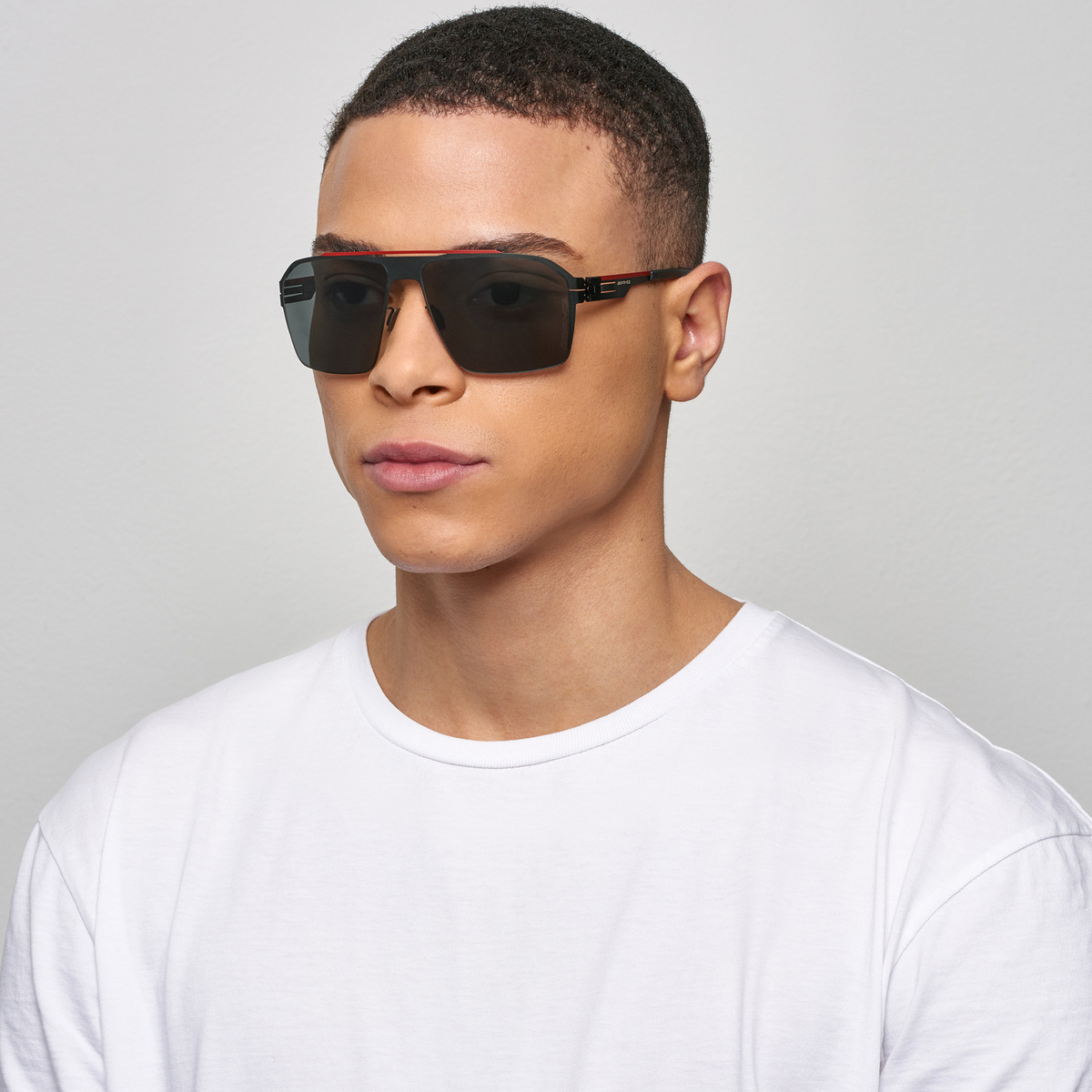 Ic! Berlin AMG 02 Red Bridge-Black Sunglasses On Male Model