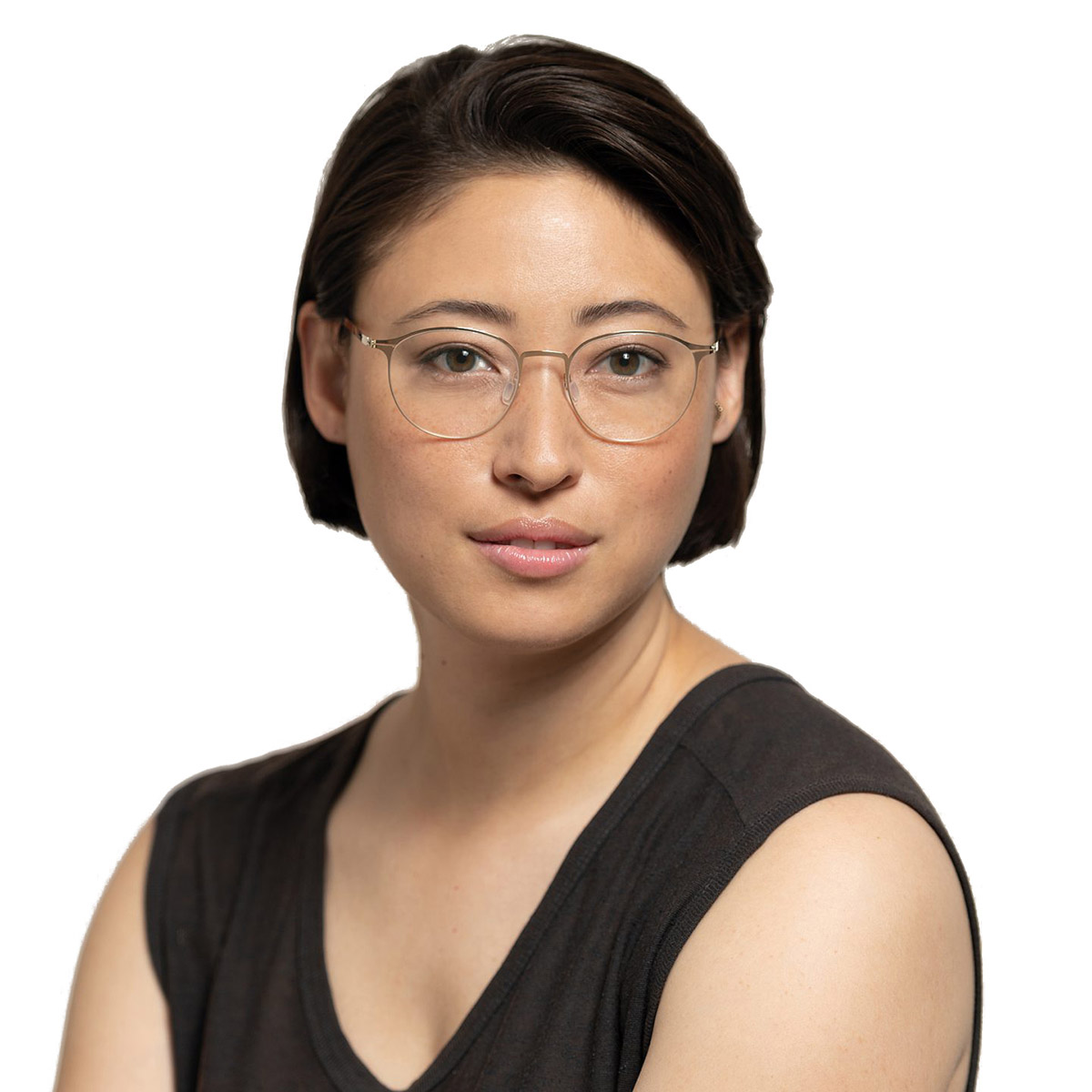 Ic! Berlin Amihan 2.0 Rose Gold Eyeglasses On Female Model